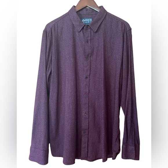American Rag Burgandy Red Brushed Twill Long Sleeve Untucked Button-Down Shirt - Picture 3 of 7